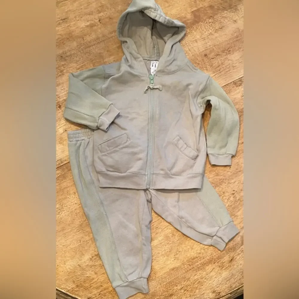 Vintage Baby Gap 18-24‎ Months Unisex 2 Piece Lt Sage Green Cotton Jogger Set